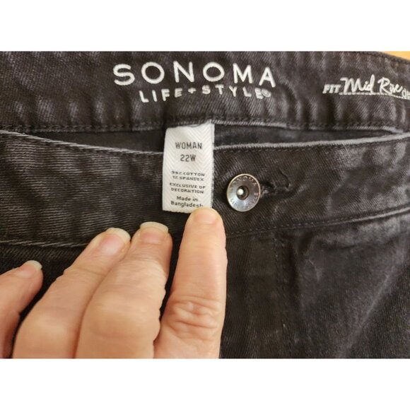 Sonoma Women Plus Size 22 Average Black Jeans Pants Mid Rise Bootcut - Picture 5 of 7